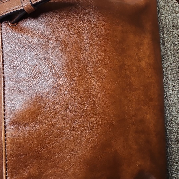 Fossil Rachel Large Brown Gold Key Leather Shoulder Tote Bag 12x17" - Picture 4 of 9